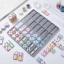 1pc Domino Molds For Epoxy Resin, Round Thick Domino Molds For Resin Casting, 28 Cavities With Rounded Edges, Reusable Silicone Mold For Epoxy, Clay, Soap, Candle Making(Each Dominos 1.73x0.87x0.39 In) - Grey - View 3