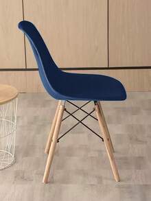 1pc/2pcs Solid Color Velvet Chair Cover, Stretch Slipcover, Nordic Style Vanity Stool, Dirt & Scratch Resistant, Home Decor, Solid Color Backrest Chair Cushion Cover, Suitable For Hotel, Home, Restaurant - Navy Blue - View 4