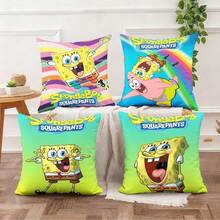 SpongeBob SquarePants 1/4 件装海绵图案方形抱枕套 - 现代汽车装饰，拉链设计，100% 涤纶，四季皆宜的家居装饰靠垫套 - 适用于客厅、卧室、办公室 - 送给汽车爱好者的完美礼物（抱枕套） - A - 查看 16