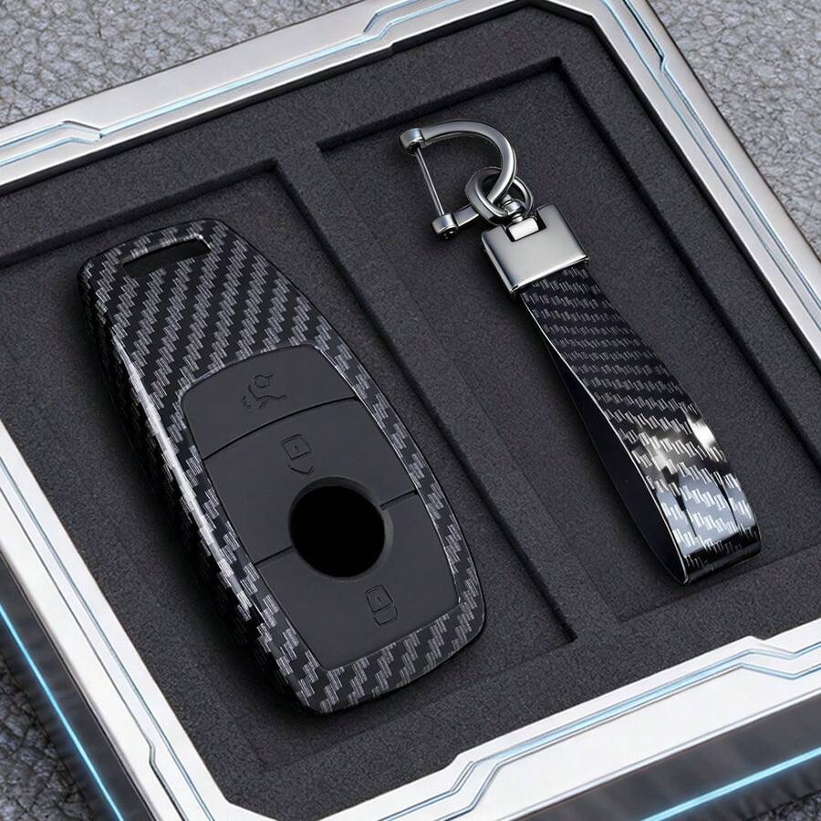 适用于 A、C、E、S、G 级 W177、W205、W213、X167、W222、CLA、GLE、GLB、GLS、AMG、迈巴赫的 ABS 碳纤维风格汽车钥匙壳保护套 - A款 - 查看 1