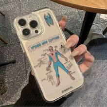 漫威蜘蛛侠服装蓝图设计透明手机壳，适用于iPhone 17/17 Pro/17 Pro Max/17 Air/16/15/14/13/12/11/X系列，iPhone 17 Pro Max手机壳，iPhone 17 Pro手机壳，iPhone 17手机壳，送给女朋友的理想礼物，动漫迷的完美之选。 - Transparent - 查看 5