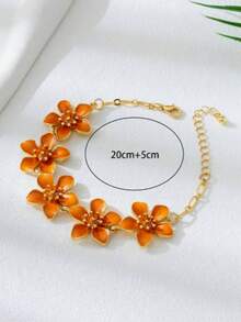 1pc Luxury Stainless Steel Inlaid Design Necklace, Suitable For Daily Wear Or Party, Or As A Gift - Orange - View 6