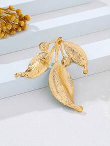 1 chiếc ghim cài áo hình lá đính đá sang trọng, thời trang, phụ kiện thường ngày dành cho nữ. - màu xanh lá - Xem 5