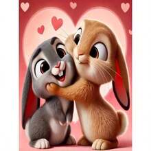 1PC DIY 5D Diamond Painting Kit Love Couple Rabbit Pattern - Round Full Drill Art Mosaic Craft, Home Wall Decor, Frameless - No Frame - View 11