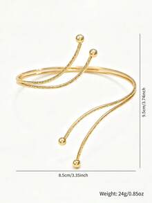 1 chiếc vòng tay bản rộng mạ vàng, kiểu dáng tối giản với mặt dây hình cầu hở, có thể đeo nhiều vòng cùng lúc, phong cách boho và thanh lịch, lý tưởng cho đeo hàng ngày, đi biển, dự tiệc và kỳ nghỉ, món quà hoàn hảo cho phụ nữ và những người yêu thích xu hướng. - Vàng - Xem 2