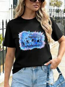 Dam-T-shirts - Svart - Visa 1