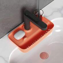 Escurridor de silicona para fregadero del hogar, estante de drenaje a prueba de salpicaduras, almohadilla de recolección de agua, trapo de esponja, caja de almacenamiento de Gadget de lana de acero - Naranja A0013B - Ver 7