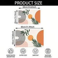1pc Luxury Bohemian Style Modern Geometric & Floral Pattern Super Soft Microfiber Bath Mat, Non-Slip Extra Plush Bathroom Rug, Doormat, Absorbent Bath Mat, Machine Washable Low Pile, TPR Backing, Knitted Fabric, Suitable For Bathroom, Bedroom, Kitchen, Entryway, Indoor & Outdoor Use, Bathroom Accessory & Decor, Perfect Housewarming Gift - Multicolor - View 3