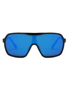 1 par de gafas sin montura de marco grande para hombres, adecuadas para ciclismo, playa, festivales de música, pesca - Mercurio azul negro brillante - Ver 3