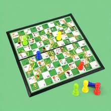 便携式蛇梯棋骰子棋盘游戏套装，带收纳盒，适合2-4人游戏，旅行棋盘游戏，互动棋盘游戏，是情侣、新年、圣诞节、复活节、毕业礼物的理想之选（部分颜色款式随机发送） - 蛇棋棋盤 - 查看 5