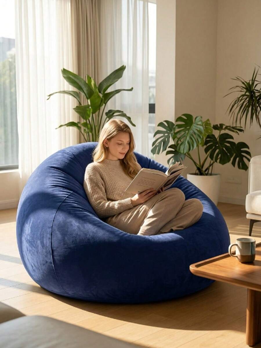 Incredibly Cozy Inflatable Bean Bag Chair With Ergonomic Backrest Design And Skin-Friendly Flocking Surface For Men And Women Portable Lazy Sofa Chair For Reading Relaxing Gaming Breathable Inflatable Sofa For Camping Balcony Garden Outdoor Living. - Multicolor - View 1