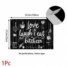 1pc, Home Decor, Cartoon Kitchen Pattern Printed Table Skirt, Kitchen Small Curtain, Kitchen Cabinet Cover Curtain, With Curtain Holes, Easy To Hang, Rectangular, Machine Woven, Machine Washable, Kitchen Decoration And Accessories, Perfect For Kitchen Cabinets And Home Decor - Multicolor - View 16