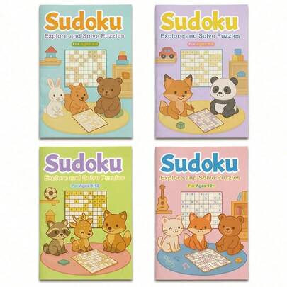 Cute Animal Sudoku Puzzle Book Set - Explore And Solve Number Puzzles With Adorable Companions, Cultivate Focus, Logical Thinking, Patience And Screen-Free Brain Power, Enjoyable At Home Or On-The-Go