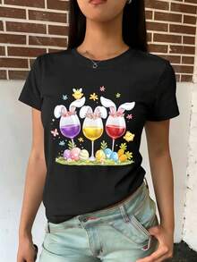 Dam-T-shirts - Svart - Visa 2