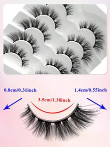 恩楚 (ENCHUW) 5对装假睫毛，蓬松仿貂毛睫毛，浓密型假睫毛条，自然妆效，适合日常佩戴 - 黑色 - 查看 2