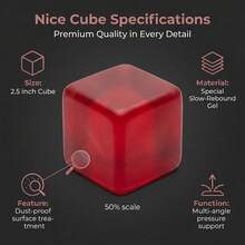 1 paquete de cubo antiestrés de 6,35 cm, juguete sensorial de gel suave de rebote lento, cubo antiestrés rojo para aliviar la ansiedad, juguete de escritorio moderno para concentrarse y relajarse, para adultos y niños de 3 años en adelante. - Rojo - Ver 6