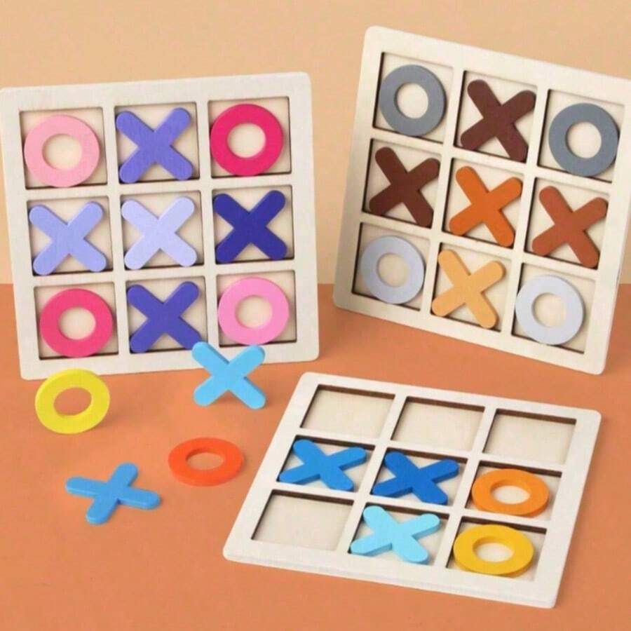 1个2026木制井字棋三子棋盘，互动桌面游戏，适合男孩、女孩、家庭、聚会、生日礼物，完美礼物