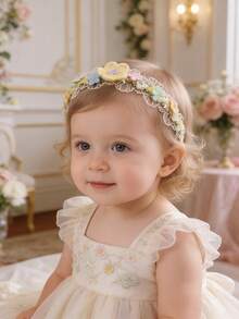 3pcs/Set Cute Colorful Embroidered Daisy & Butterfly Decor Retro Floral Baby Headbands - Multicolor - View 4