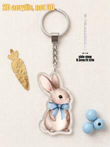 1pc Flat Cute Rabbit Acrylic Keychain, High-Definition Printing Unisex Acrylic Material Bag Pendant, Multifunctional Key Organizer, Suitable For Personal Decoration, Party Favors, Back To School Gifts - Multicolor - View 6