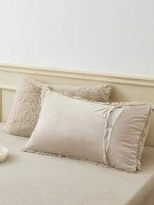 2/3Pcs Plain Color Khaki Bedding Plush Shaggy Duvet Cover Set Faux Fur Duvet Cover With Pillowcases (1pc Faux Fur Duvet Cover+1/2pcs Pillowcases) Bedding Set For Bedroom Guest Room King Queen Full Twin Size - Beige - View 6