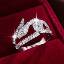 1pc Snake Design Cubic Zirconia Inlaid Ring For Women - Multicolor - View 18