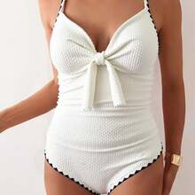 New High-End Vintage Simple Slimming One-Piece Hot Spring Resort Swimsuit For Women - Image Color - View 3
