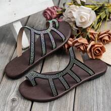 Dép xăng đan đế bằng phong cách Bohemian mùa hè mới dành cho nữ, thoải mái, thanh lịch, thời trang, giản dị và đa năng. - màu đen - Xem 9