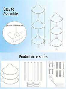 Minimalist Transparent Acrylic Corner End Table, 3-Tier Floor Storage Rack, Invisible Style Side Table For Bedroom Living Room - Multicolor - View 5