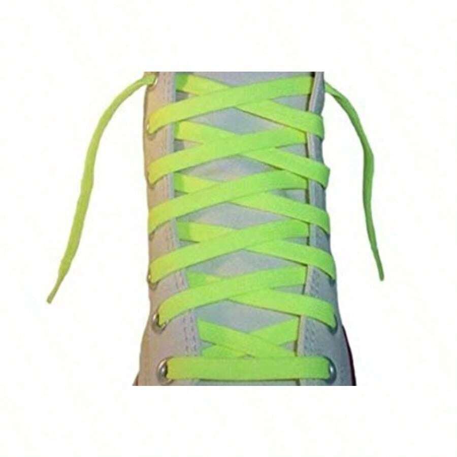 Flat Athletic Shoe Laces 1 Pair Pack Multiple Sizes And Colors All Sneaker Types Durable Nylon Material Available In Black White Red Blue Green R7LE - Neon Yellow - View 1