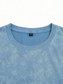 Zrgoth Men's Casual Versatile Rose Flower Print Short Sleeve T-Shirt - Baby Blue - View 5