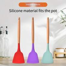 Utensilios de cocina de silicona, espátula, raspador de cocina, pala ancha para Pizza, herramienta de cocina antiadherente, accesorios de cocina - Rosa - Ver 2