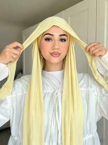 1pc Women's Instant Headscarf Tie-Tie Scarf, Classic Solid Color Wrap-Around Shawl, Premium Modal Fabric Smooth Soft Comfortable, Suitable For Daily Abaya Matching And Holiday Wear,Travel Essential,Beach Towel - Multicolor - View 21