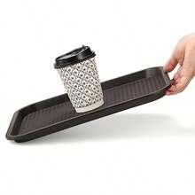 Yarlung - Paquete de 12 bandejas de plástico para comida rápida, 13.7 x 10.5 pulgadas, bandejas rectangulares para cafetería, restaurante, mesa de centro, cocina, fiesta, café - Marrn - Ver 6