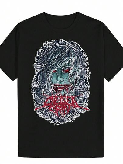 Camiseta de hombre negra con el logotipo de la banda Chelsea Grin y estampado de arte de terror para conciertos y festivales de música