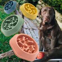2PCS Small Dog & Cat Slow Feeder Bowl - Plastic Anti-Gulping Puzzle Design Pet Bowl - 藍色+粉紅色 - 查看 3