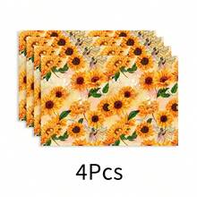 1pc Lemon Pattern Linen Placemat, Breakfast Mat, Coffee Coaster, Bowl Pad, Kitchen Accessory, Easy To Clean Dining Mat, Suitable For Home, Restaurant, Dining Decor, Holiday Gift, Gift For Friends, Multi-Piece Set - Multicolor - View 24