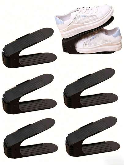 5-Piece 1-Piece Adjustable Shoe Rack, Double-Layer Integrated Shoe Rack, Plastic Shoe Storage Rack, Space-Saving Shoe Cabinet Organizer, Home Storage And Organization
