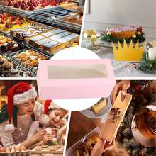 Hộp đựng bánh quy hình vuông kích thước 3.15x3.15x7.87 inch có cửa sổ trong suốt, thích hợp đựng bánh ngọt, bánh nướng và bánh rán. - Xem 4