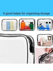 1 pieza Bolsa de almacenamiento de cosméticos portátil para viajes al aire libre, bolsa de almacenamiento multifuncional engrosada, bolsa transparente impermeable - Multicolor - Ver 2