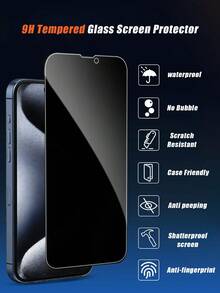 4-Pack [Full Coverage Anti-Peeping Tempered Glass Screen Protector] Compatible With IPhone And Other Models. Designed For Urban Commuters, For Use On The Subway, Bus, Taxi Backseat And Other Temporary Shared Spaces, Where Bystanders Cannot See The Screen Content From The Left And Right. Manual Installation, No Quick Positioning Tools. - Black - View 7