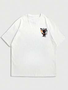 Zrgoth Men's Fashionable Casual Loose Fit Short Sleeve T-Shirt | American Street Graffiti Print | Exquisite Design | Essential For Spring/Summer | Basic Style | Best Gift For Friends - White - View 6