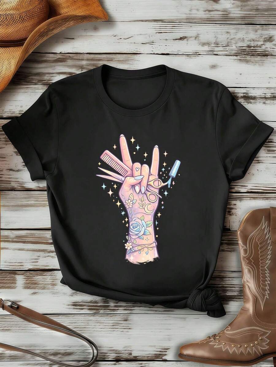 Dam-T-shirts - Svart - Visa 1