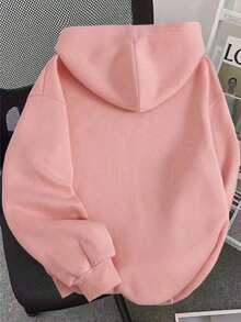 Moletom Feminino  Cherry Canguru Com Bolso e Capuz Confortável - Rosa Bebê - Visão 4