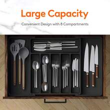 Stozle Expandable Silverware Organizer, Food Cutlery Flatware Organizer, Kitchen Utensil Drawer Organizer, Adjustable Silverware Holder For Spoons Forks Knives - White - View 3