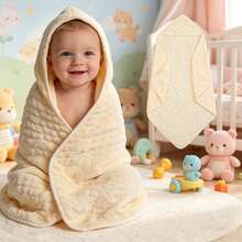 1pc Baby Hooded Bath Towel, Newborn Essential. 3D Cartoon Animal Design, 100% Polyester Fabric, Soft & Absorbent, Can Be Used As Baby Swaddle Blanket - Multicolor - View 12