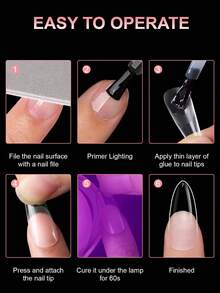 240Pcs Square/Almond/Coffin Nail Tips, Pre-Shaped Acrylic Nail Tips, Semi-Matte Full Cover Nail Tips,Clear Gel Press-On Fake Nails, For Nail Extension, Home DIY Manicure - Multicolor - View 4