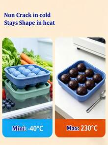 9-Grid Sports Football Silicone Ice Cube Tray, Round Ice Ball Mold, Football Shaped Silicone Ice Cube Maker Tray With Funnel Lid, Silicone Chocolate Mold To Make 9 Giant Ice Balls, Ideal For Chilling Beverages; Multifunctional Ice Cube Mold For Jelly, Milk, Juice, Coffee, Home, Kitchen, Party Essential, Perfect Summer Holiday Gift - Multicolor - View 5