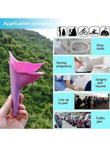 1pc Women's Portable Silicone Vertical Urination Funnel, Outdoor Emergency Urination Tool, Reusable Female Standing Urination Device - Multicolor - View 4