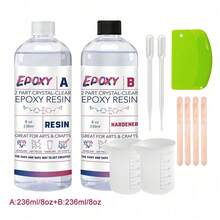 500g/17.6oz Resina epoxi personalizada AB, relación 1:1 - Transparente, anti-amarillamiento, resistente a los arañazos, superficie lisa, libre de burbujas, adecuada para proyectos DIY, recubrimientos de colada, preservación de flores - A - Ver 13