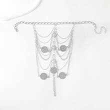 2 piezas de cadenas para zapatos de aleación de zinc con estampado de cadena, elegantes y sexys, adecuadas para negocios, playa, boda, fiesta, oficina, primavera/verano/otoño/invierno - Plateado - Ver 12